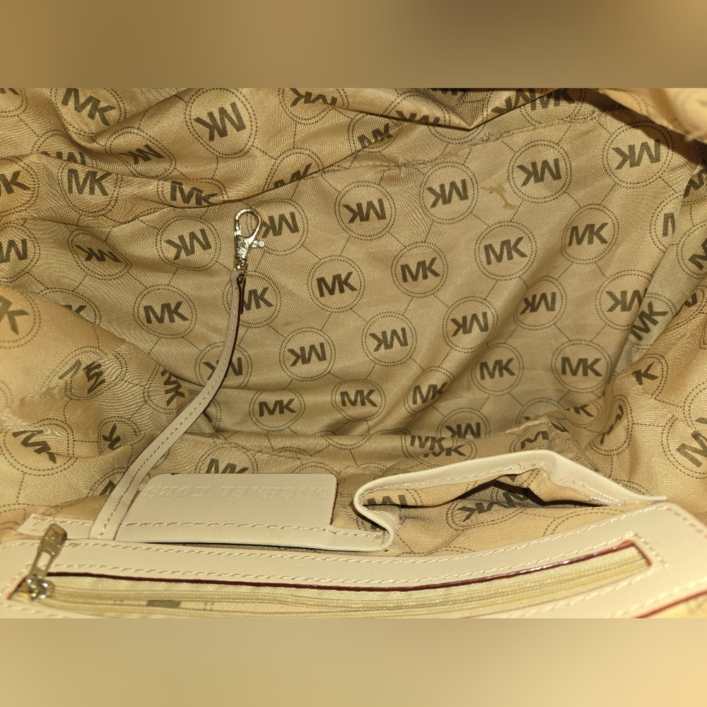 Michael Kors Light Beige MK Logo Satchel with Gold Hardware - Picture 10 of 14